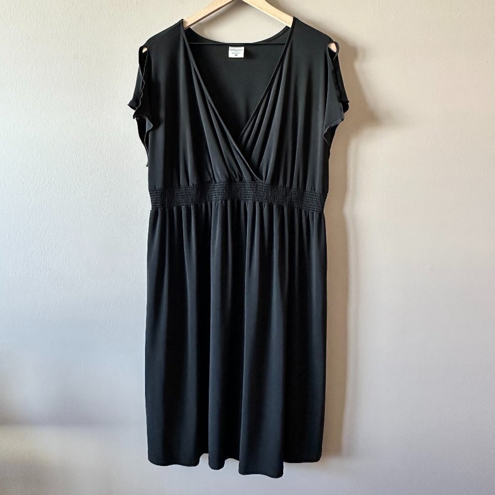 Women's Plus Maternity 1X Motherhood Black Dress Short Sleeve - Picture 2 of 7
